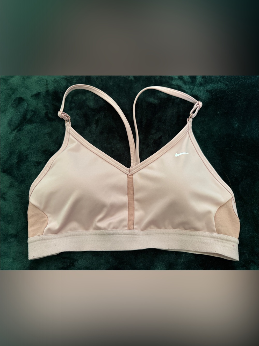 Nike Pale Pink Adjustable-Strap Sports Bra with White Swoosh